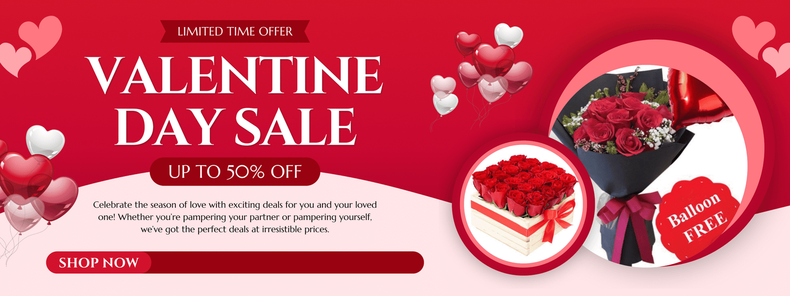 Red Illustrative Special Valentine Day Sale Banner